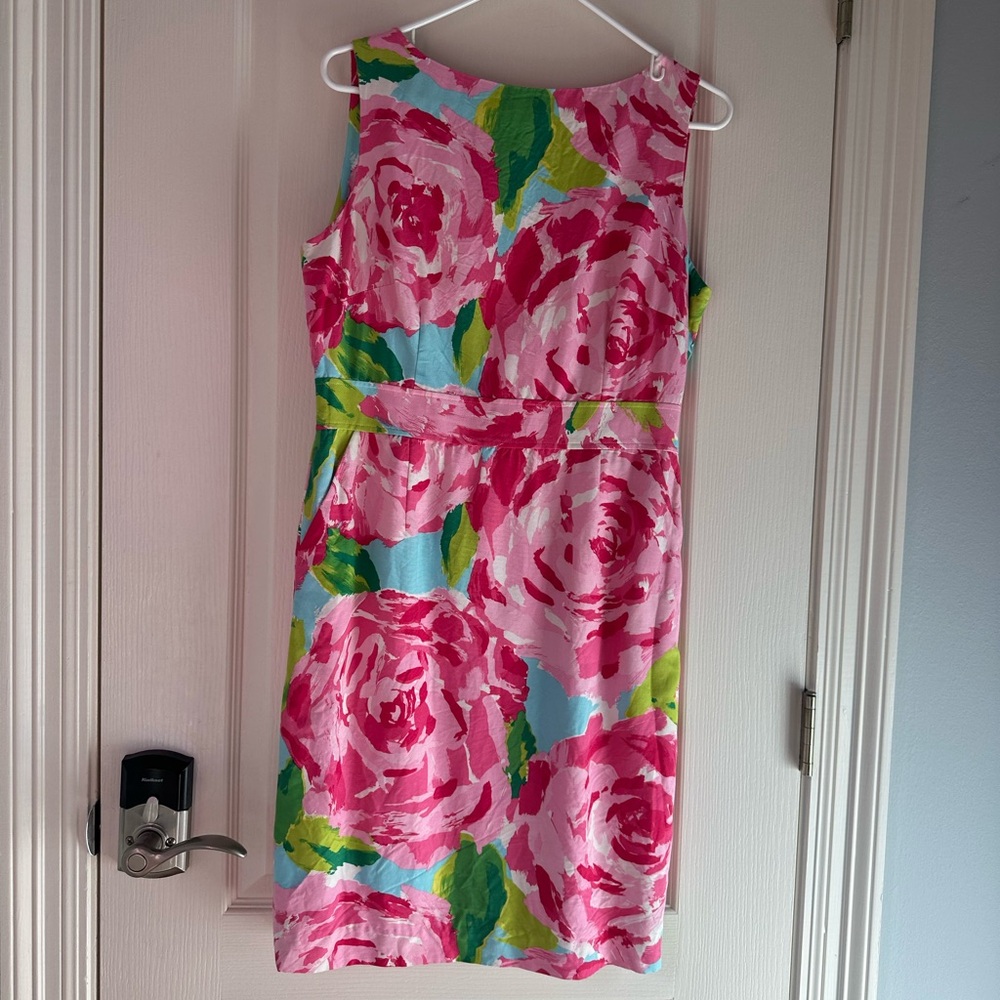 Lily pulitzer floral dress pink blue sleeveless